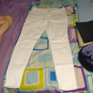 White mid rise skinny jeans